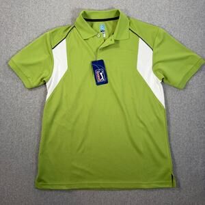 PGA Tour Short Sleeve Polo Shirt Men's Medium Green/White Airflux New Golf